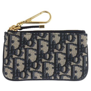 DIOR 迪奧 DIOR 迪奧TRAVEL 藍色緹花布拉鍊鑰匙/零錢包