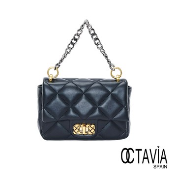 OCTAVIA8 - 霸菱 雙色鍊帶菱格紋鍊條手提肩背包 -  香黑