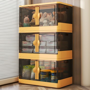 衣服收納盒摺疊收納箱帶輪子儲物櫃透明雙開門多功能超大整理箱