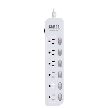 聲寶 六開六插電源延長線 3.6M 12尺 EL-W66R12