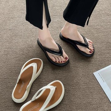 小眾設計百搭人字拖時尚夾趾懶人拖鞋女夏外穿2025新款厚底仙女鞋