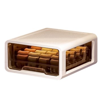 小麥購物 家用抽屉分格襪子收納盒 L200 1層  茶色  1個  大(38.6 x 33 x 17cm)