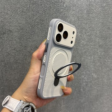 CHIC 蜂窩散熱磁吸支架殼 適用於iPhone17 16 15 14 13 Pro Max撞色支架手機殼