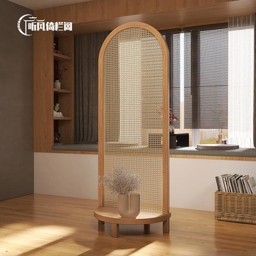 【公司貨 免運 速發】開發票 客製 日式藤編屏風客廳臥室置物架實木遮擋家用定制簡約入戶玄關小隔斷
