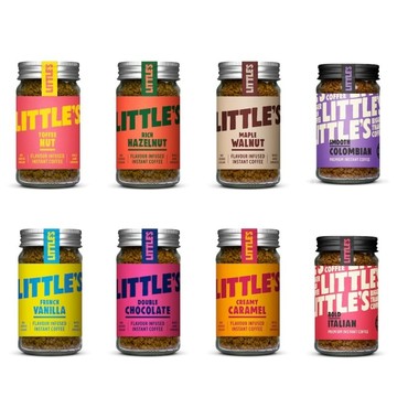 英國 LITTLE’S 職人黑咖啡/風味即溶咖啡-6入組 焦糖奶油+法式香草+太妃堅果+楓糖核桃+義式經典+哥倫比亞
