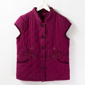 秋冬中老年女裝民族風刺繡馬甲唐裝無袖薄棉襖奶奶坎肩洋氣棉背心