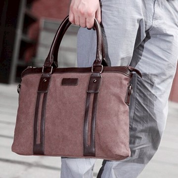 韓版潮流男包單肩手提包商務斜挎包帆布公文電腦包手拎包斜跨背包