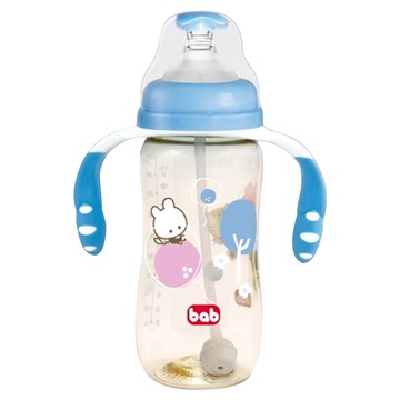 bab 培寶 PPSU 寬口徑手把吸管奶瓶  Blue  330ml  1個
