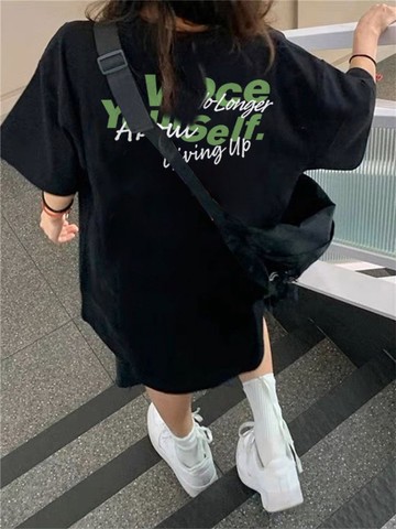 重磅純棉高街美式潮牌短袖新款寬鬆慵懶小眾女生上衣 印花寬鬆情侶短袖T 上衣女 美式t  韓版T 大學T