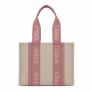 Chloe Woody tote bag帆布托特包(中號/玫瑰粉)