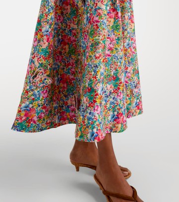 Farm Rio Appliqué floral linen maxi skirt