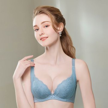思薇爾 柔塑曲線系列B-D罩調整型蕾絲集中包覆塑身女內衣(水洗藍)
