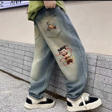 台灣-出貨🔥 中小童夏季薄款長褲 男童牛仔褲 兒童透氣薄款休閒長褲