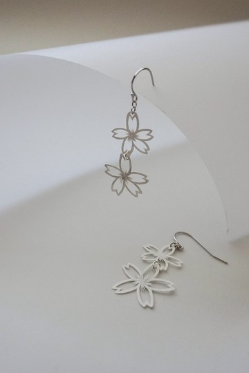 櫻花雙層剪紙耳環