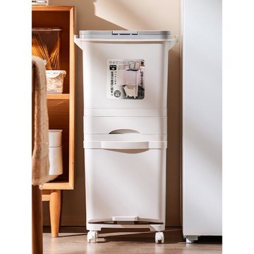 廚房家用干濕分離分類腳踏式垃圾桶帶蓋按壓大容量雙層帶輪垃圾簍