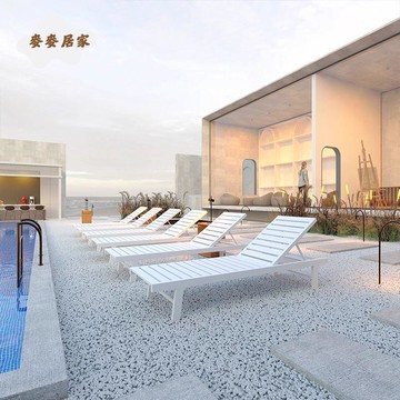 【臺灣公司 可打統編】免運 沙灘椅 躺椅 戶外休閑躺床庭院民宿陽臺別墅藤編沙灘泳池實木躺椅床設計師酒店 可開發票 全館五折 工廠現貨直銷 新品特價 m10025