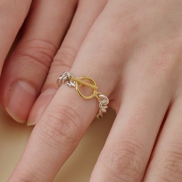 LESIS｜Circle Silver Ring 個性銀鍊雙色戒指 - US#5號