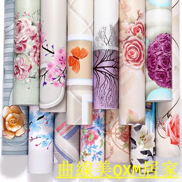 免運 速發 復古歐式大花pvc墻紙 壁紙 自粘臥室背景墻貼自貼【Q111】