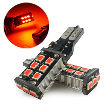 車的LED系列 雙入T10-解碼W16W-15燈5W紅光-省電高亮度LED倒車燈/定位燈/煞車燈/霧燈
