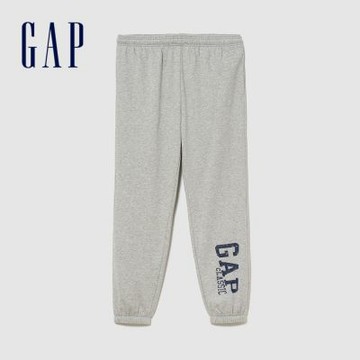【GAP】GapLogo法式毛圈布慢跑褲-淺麻灰(907374)