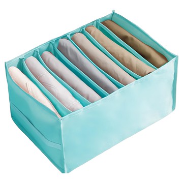iSFun 分隔無紡布 內衣褲子抽屜7格收納盒  藍色  1個