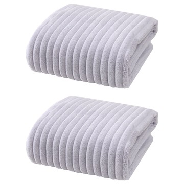 悅棉 加厚加大親膚雲朵浴巾 313g 高密度珊瑚絨 140 x 70cm  瑪瑙灰  2條