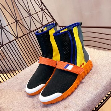 咕伊卡襪靴女夏鏤空女靴短靴透氣休閑2025新款平底單靴大碼彈力靴