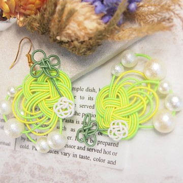 水引 檸檬 蝴蝶 與幸福的四葉 耳環