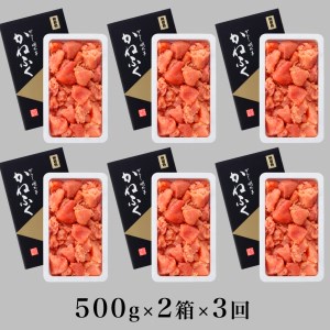  かねふく 明太子 訳あり 切れ子 半年 (2か月に1度 1kg × 3回 お届け) めんたいこ 冷凍 魚介類 めんたいパーク わけあり 規格外 不揃い 傷 無着色 家庭用