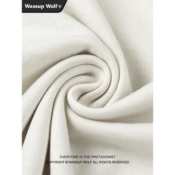 Wassup Wolf美式拼接短袖t恤男2025新款潮牌夏季重磅純棉半袖上衣