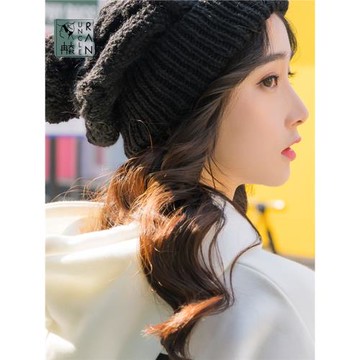 毛線帽子女卷邊翻邊純手工羊毛針織帽女冬天韓國百搭可愛保暖套頭