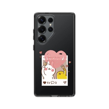 Galaxy S25 Ultra Clear 酷墨灰 - 懶散兔與啾先生 Lazy Rabbit and Mr.Chu - Send heart