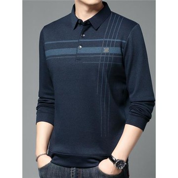 春秋季新款肥佬長袖t恤男裝加肥加大碼外穿胖子寬松中老年爸爸裝