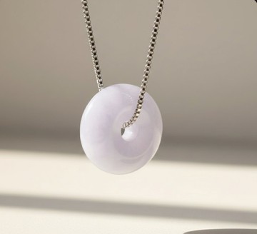 【願‧平安】淡紫翡翠平安扣項鍊 | 天然緬甸玉翡翠A貨 | 送禮