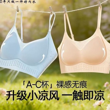 【A-C杯】夏季小凉皮吊带内衣 小胸聚拢 收副乳 防下垂 无钢圈 果冻条提拉 舒适透气文胸罩 细肩带 冰丝无痕美背内衣女