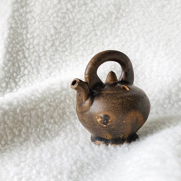 中國 清末民初民窯褐釉陶水注 │ 文房四寶 精巧可愛 文人雅士