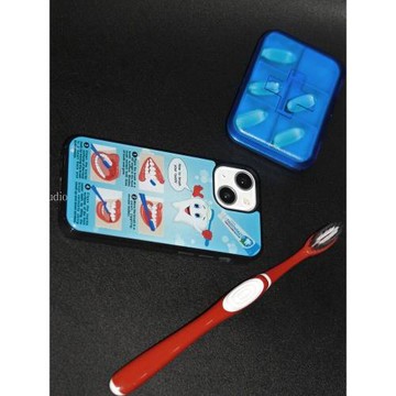 韓國小眾ins博主同款好好刷牙黑邊殼適用于iphone17/15pro/14promax/13/12/iphone16手機殼保護套黑邊亞克力