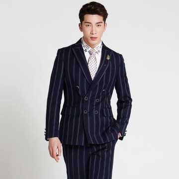 蘭條套裝經典時尚結婚條紋西服商務休閑正裝主持人西服1521