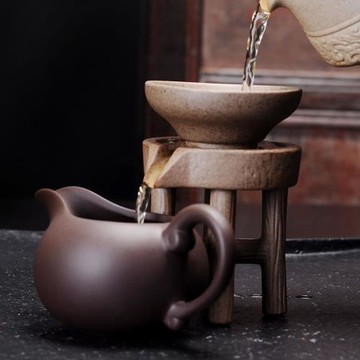 隱茶緣 粗陶過濾石磨茶漏功夫茶具過濾網套裝茶道茶隔泡茶濾茶器