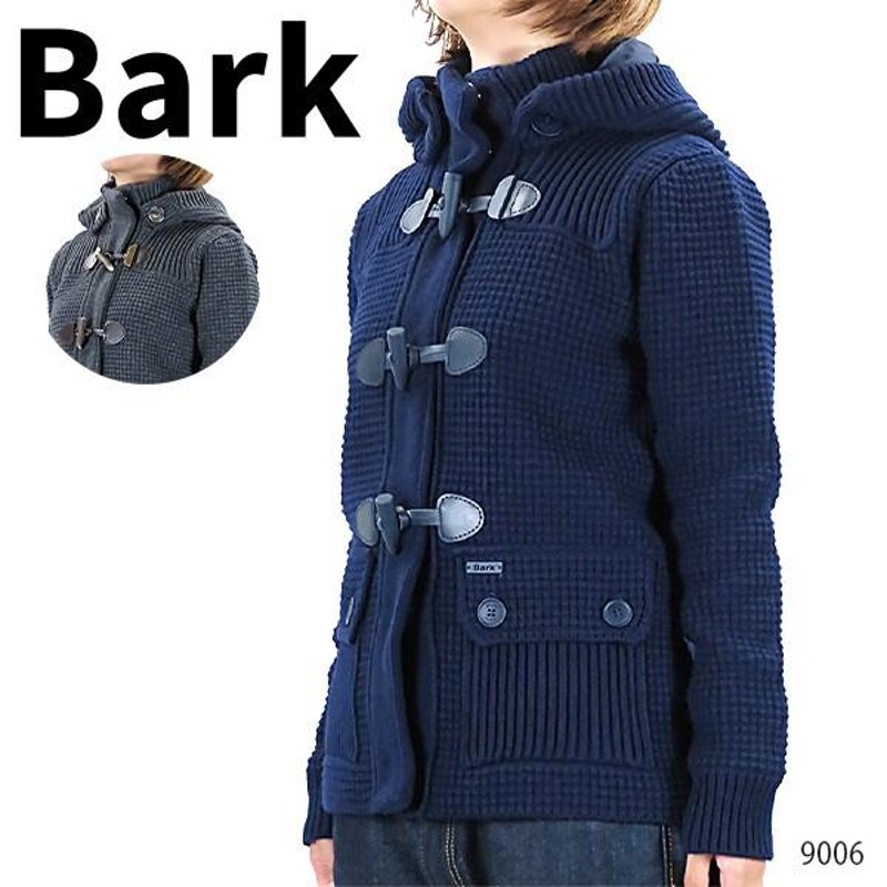 BARK バーク 肉厚 ローゲージ ウール ニット ダッフルコート ネイビー