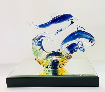 水晶玻璃 海豚 勇往直前 齊力同心