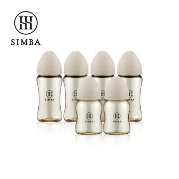 Simba 小獅王辛巴 - 蘊蜜鉑金PPSU寬口防脹氣奶瓶(4中2小)-新生適用-杏茶