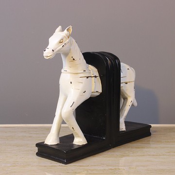 歐美風格擺飾馬頭書檔書立書靠擺件樹脂汽車工藝品書房裝飾