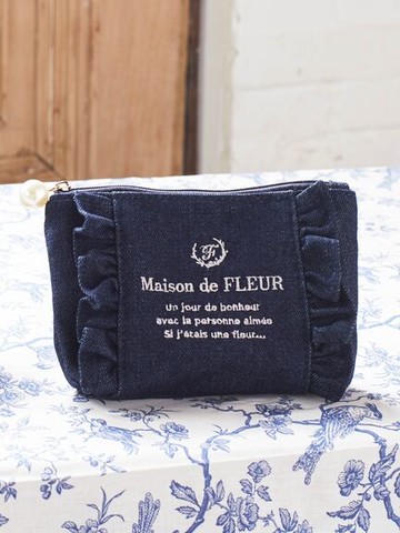 休閒牛仔荷葉邊迷你手拿包(8A42FJJ1600) - Maison de FLEUR