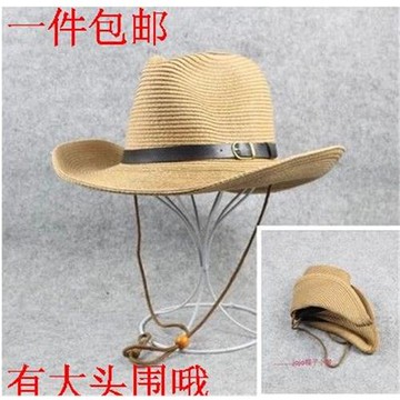 新款可折疊男士大頭圍草帽 遮陽帽男 夏天出游男帽 沙灘太陽帽潮