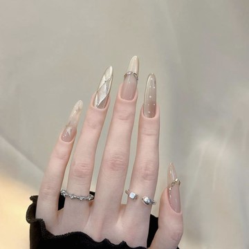 💗Yuki Nail💗顯白純欲百搭鎏金晶石貓眼美甲穿戴甲高階感手繪法式純手工穿戴甲