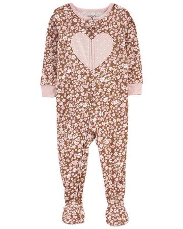 Baby 1-Piece Ditsy Heart 100% Snug Fit Cotton Footie PJs