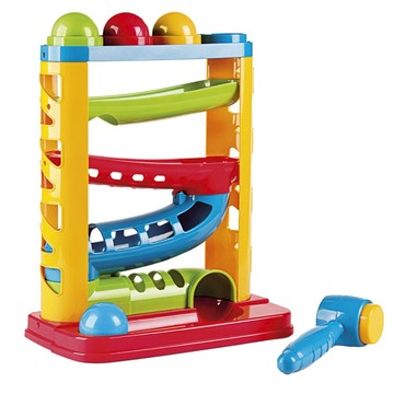 Miniland 敲敲球遊戲組 含1個槌子和4個球  雪橇軌道  1組