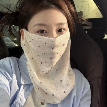 ✨臺灣出貨✨夏季防曬面罩女碎花田園風全臉護頸掛耳式易呼吸花卉圖案面紗薄款