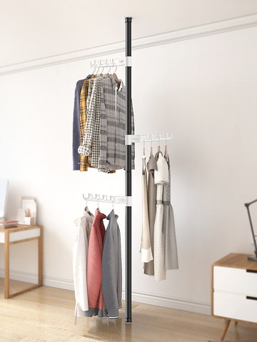 頂天立地 頂天立地晾衣架家用落地臥室內免打孔伸縮桿陽臺窗口曬掛衣架神器『XY16922』